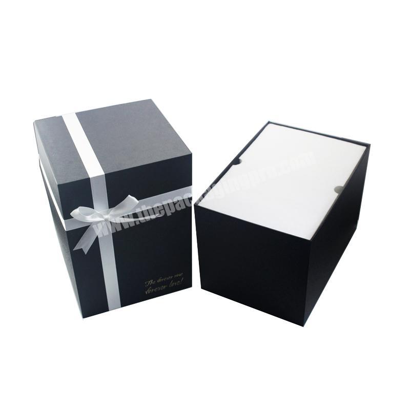 shenzhen packaging company  customized gold logo Rigid Perfume lid and base box bow tie gift packaging box