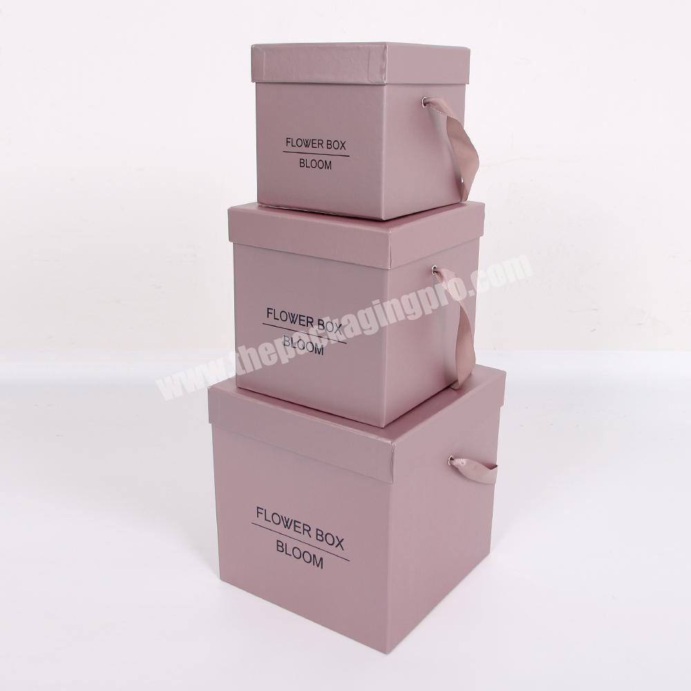 Shihao 2252 Square Cardboard Gift Box With Satin Ribbon For Flowers