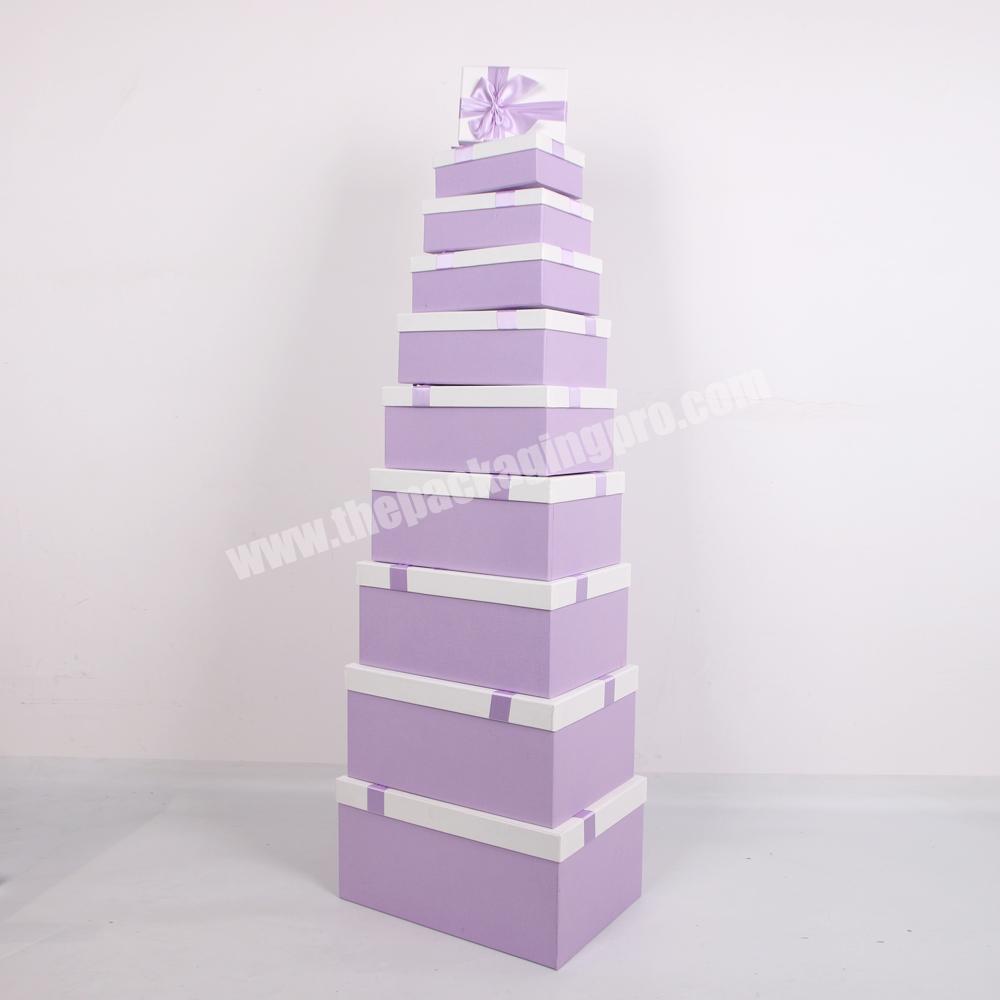 Shihao 801 Rectangle Shaped Ribbon Closure Gift Box With White Color Lids