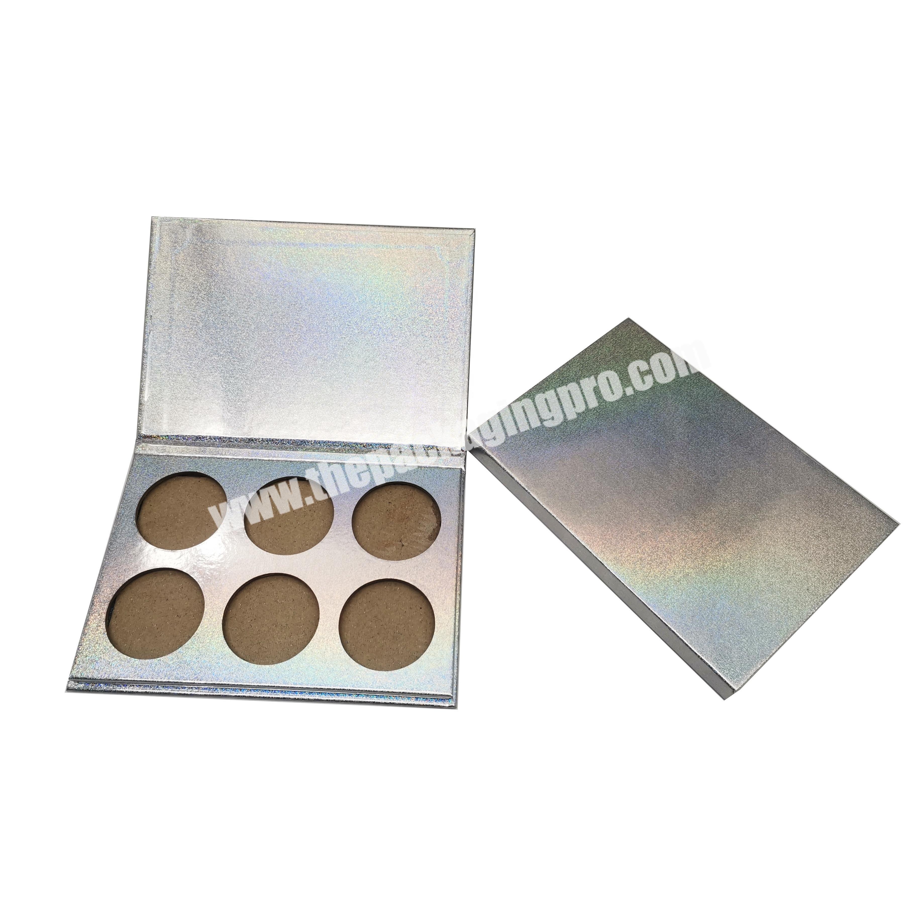 silver foil rainbow shining paper packaging book shape magnetic box for eyeshadow