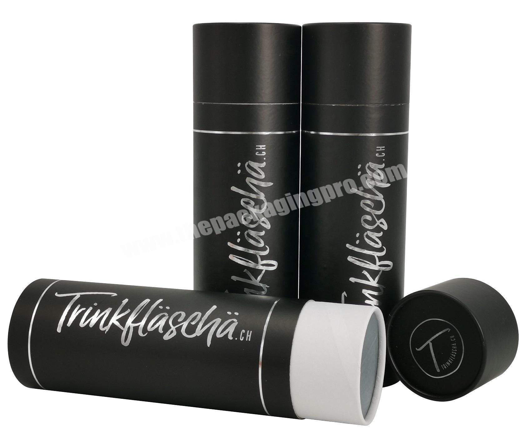 Silver Hot Stamping Cylinder Black Paper Tube with Rolled Edge and Aluminum Foil Liner