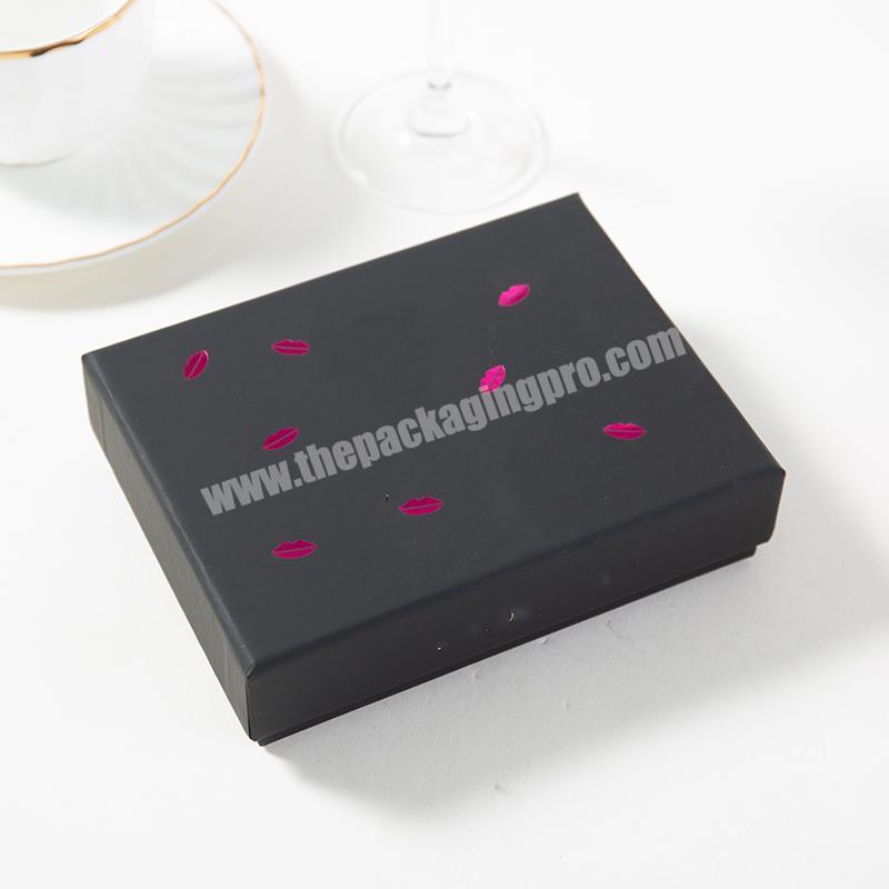 simple black cardboard cosmetic packaging box for lipstick,loose powder puff paper packaging box for EVA accessory
