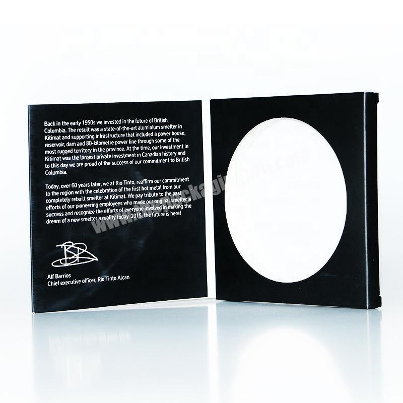 Simple design black die cut recycled paper packaging box for dvd cd