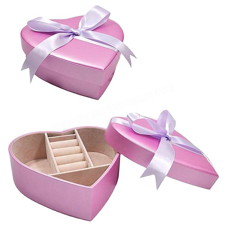 Simple pink  high quality fashionable  ring  bracelet necklace storage  jewelry box with ribbon for little girl gift