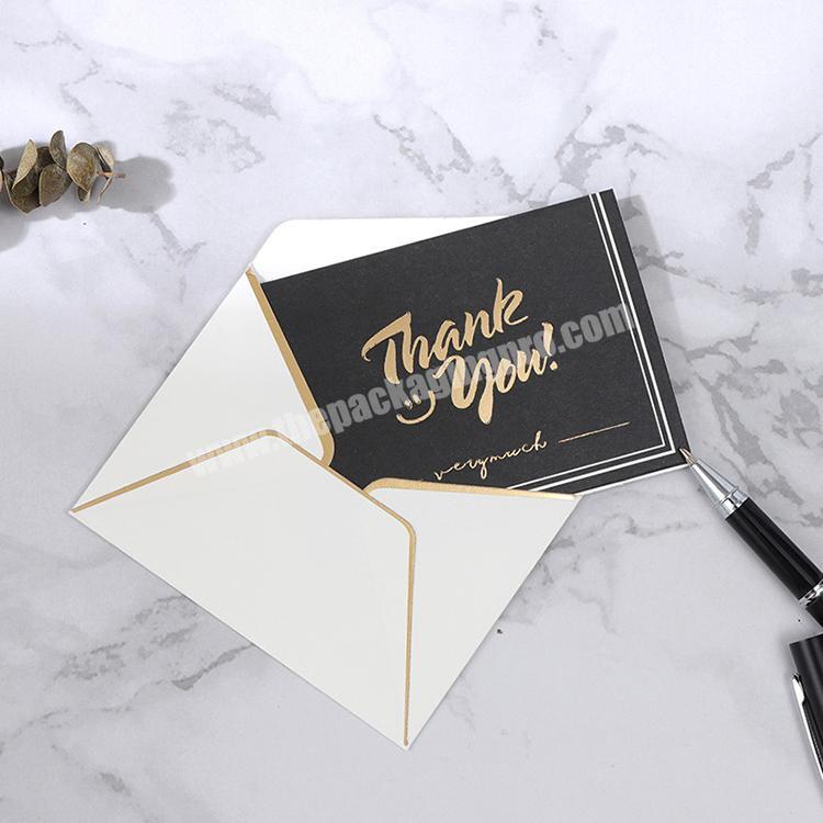 Simple White Folded Invitation Greeting Thank You Card Sets with Envelope