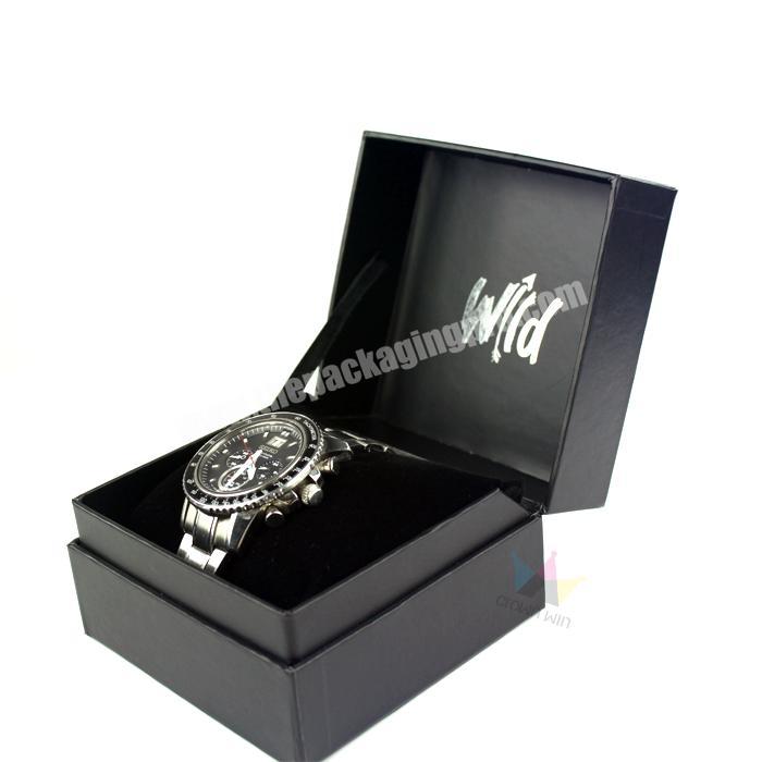 Single Watch Gift Box Packaging Custom,Portable Oem Watch Display Box Foam Insert,Cheap Black  Watch Winder Box Logo