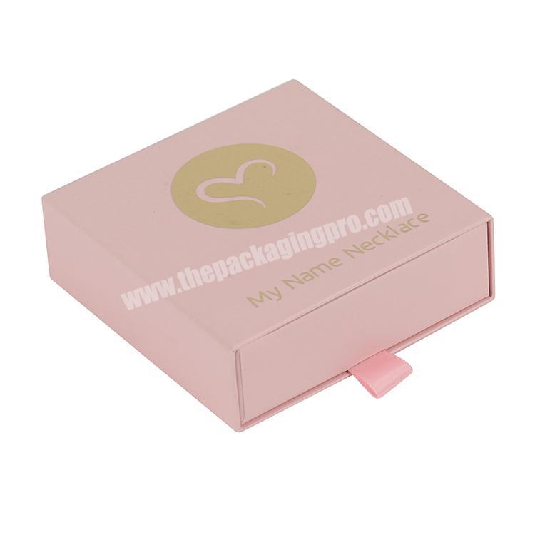 slide drawer luxury jewelry pink necklace gift box