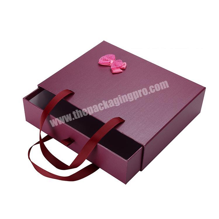 Sliding Drawer Box Clothing Packaging Gift Box With Ribbon Bow