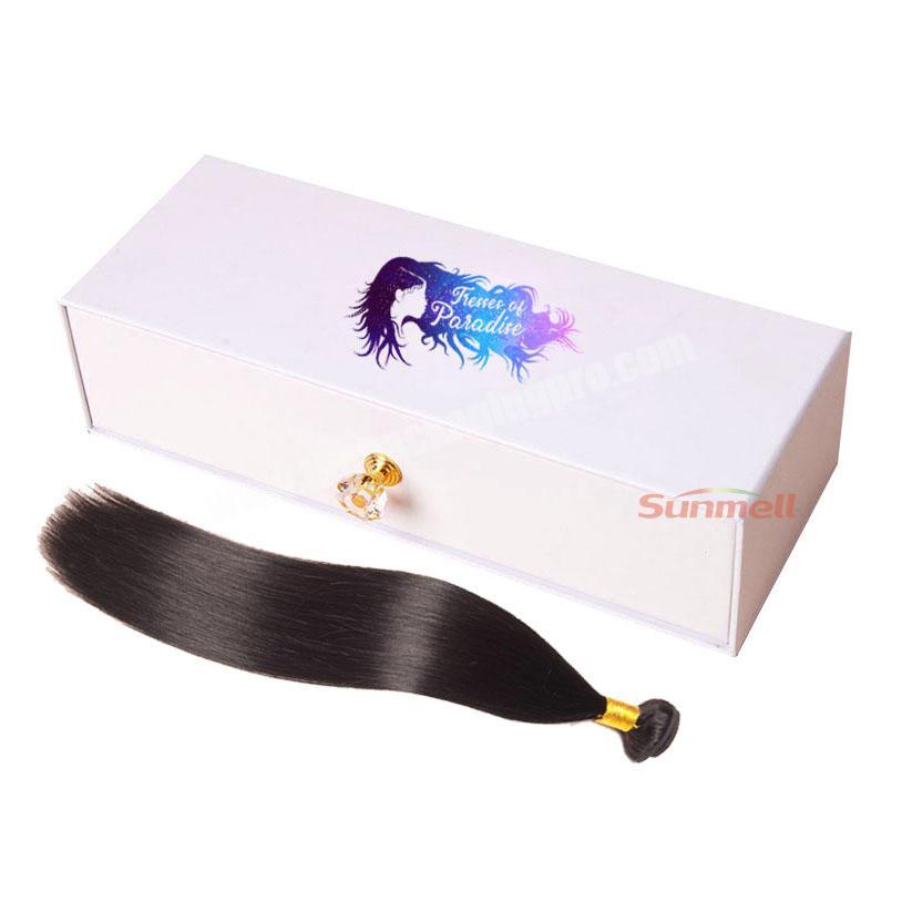 sliding glitter hair boxes with satin, glitter satin wig box with handle