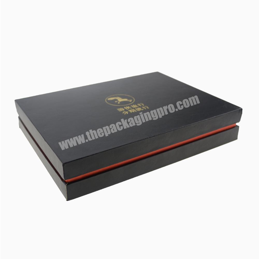 Small black stamp foil logo cardboard gift boxes with lids