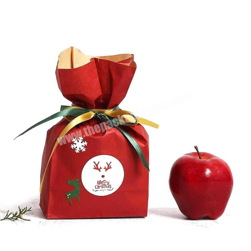 Small custom 4 designs christmas eve gift apple candy packaging paper boxes
