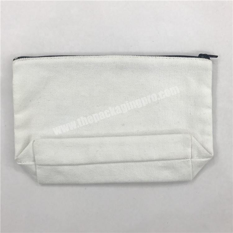Small plain cotton cosmetic pouch canvas makeup zipper bag