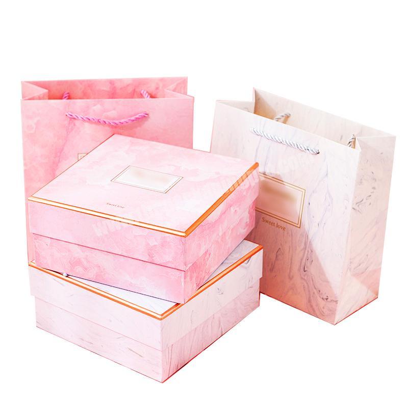 Small rigid lid and base cosmetic marble wrapping papers perfume gift box