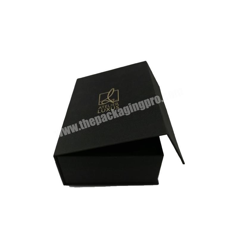 Small Size Gift Box Magnetic Closure Black With Foil Print Logo Writing Wholesale