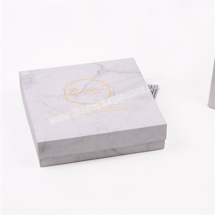 Small White Sweet Grey Christmas Gift Package Box Marble Cardboard Paper Bag For Lingerie Scarf