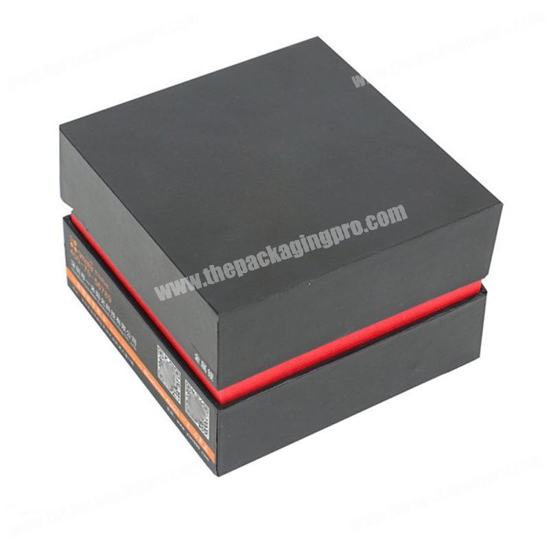 Soft Touch Paper Matte Black Deluxe Rigid Lift Off Cube Custom Watch Box Display