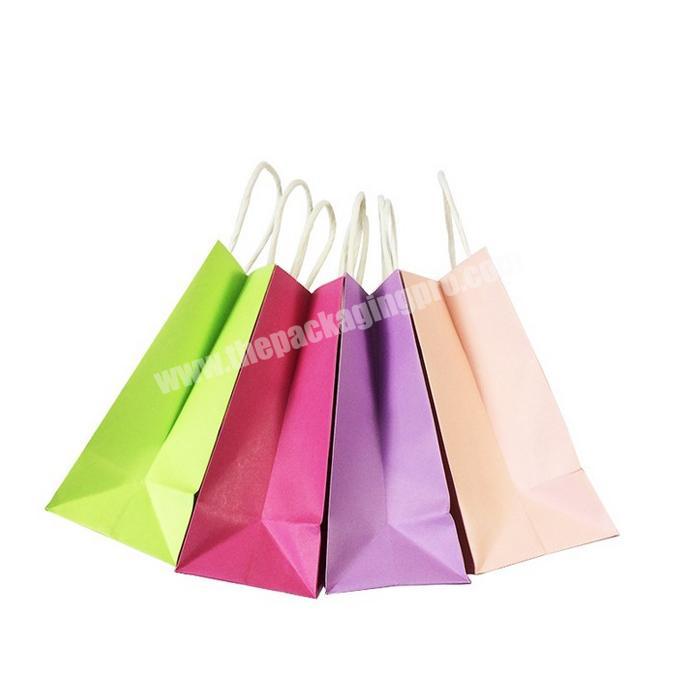 Solid Color kraft Gift Paper Bag retail bags With Handle for Festival Baby Birthday Children's Day Party Paper Bags