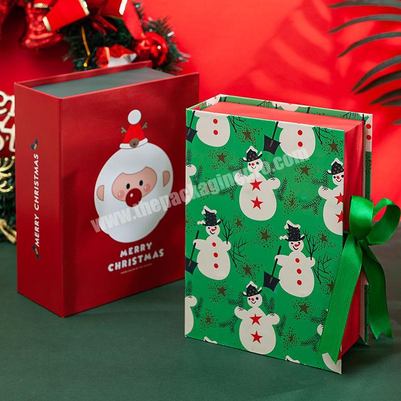 Special Design Custom Book Shape Magnetic Christmas Cardboard Paper Gift Box with Ribbon