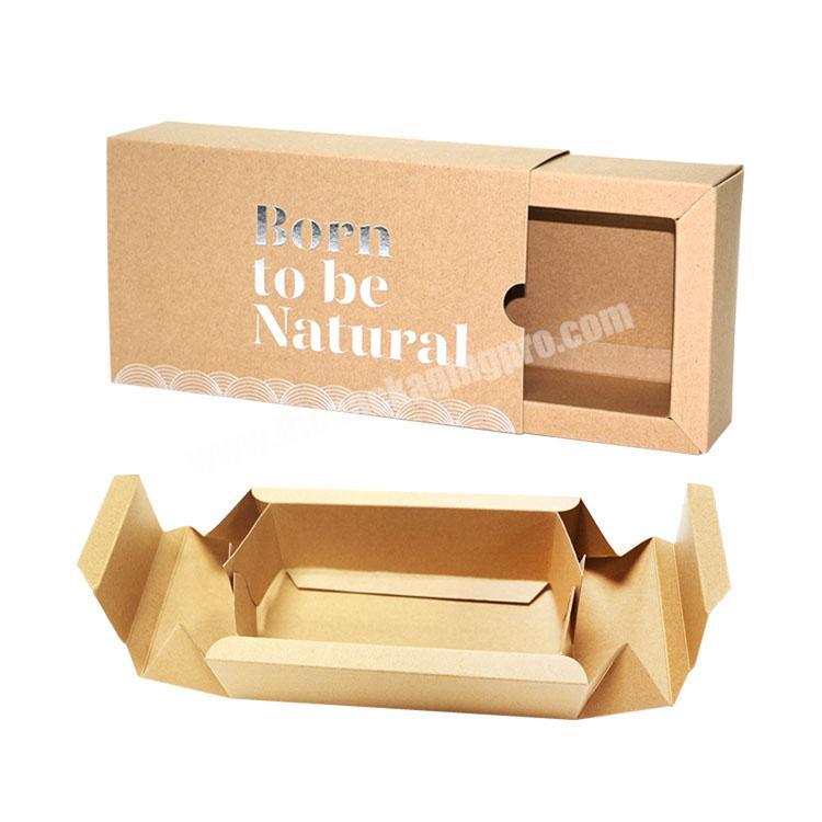 Special pace-saving foldable drawer kraft paper box with sleeve gift card box folding box packaging with gold foil LOGO