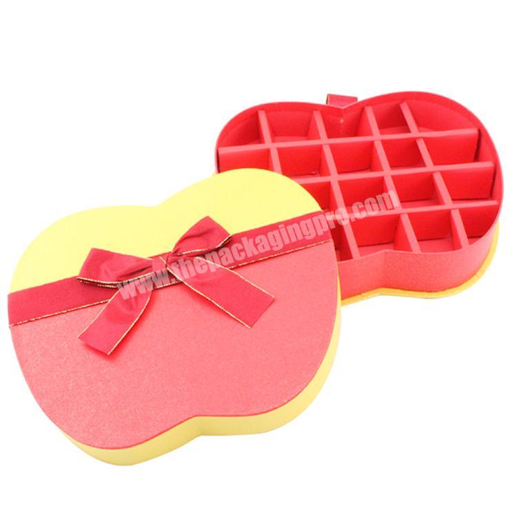 Special Personalized Chocolate Gift Box Apple Shape Chocolate Boxes Packaging Bowknot Decoration Ingenious Hard Paper Gift Box