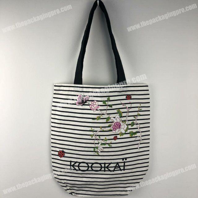 Specific cotton fabric and custom logo reusable shopping bag