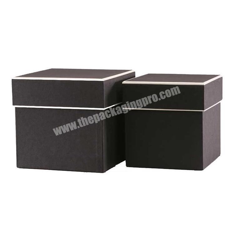 Square Black Floral Packaging Gift Boxes with Lid and Bottom
