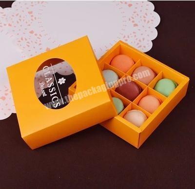 Square Color Cardboard Macaron Box Packaging with Transparent Window