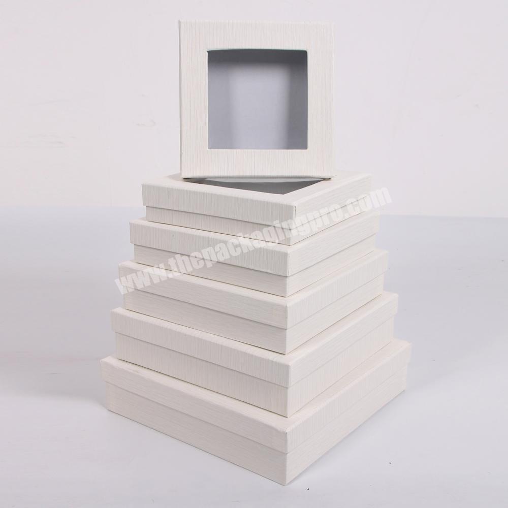 Square Custom White Packaging Box Set With Clear PVC Window