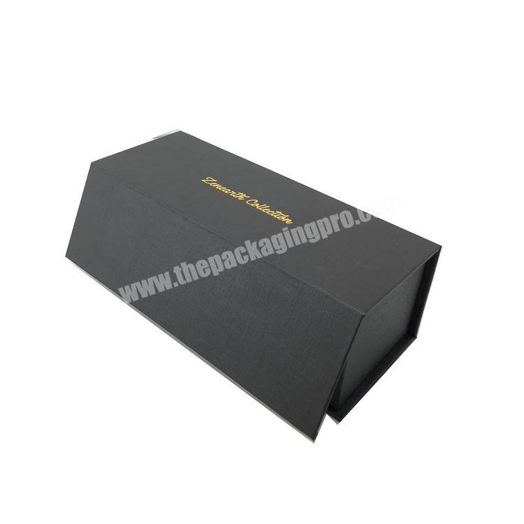 Square shape black rigid paper gift clamshell for Jewelry, clothing, chocolate or food, wine packaging
