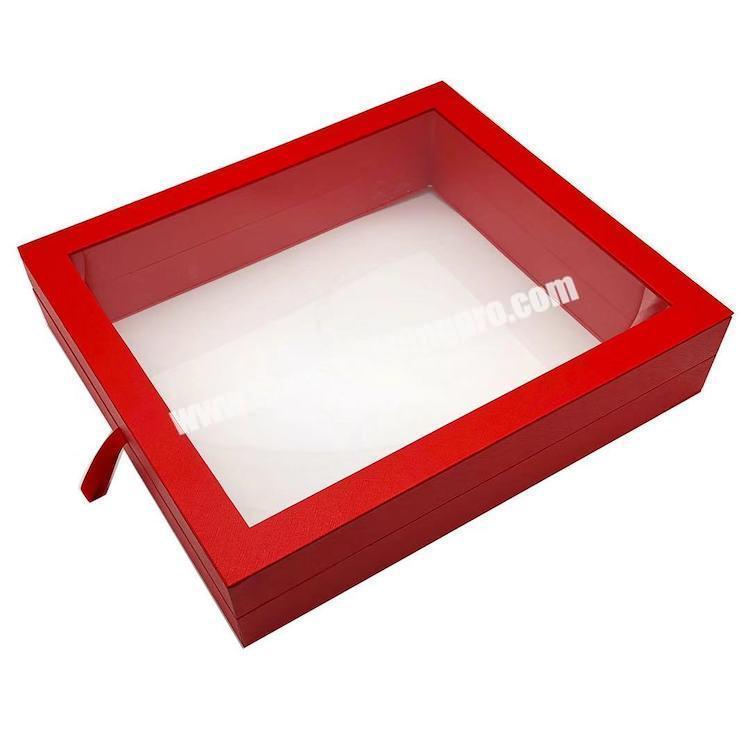 Square Shape Cardboard Clothing Box PVC Multi-function Paper Gift Box Luxury Clear Gift Box With Windows For Clothes Packing