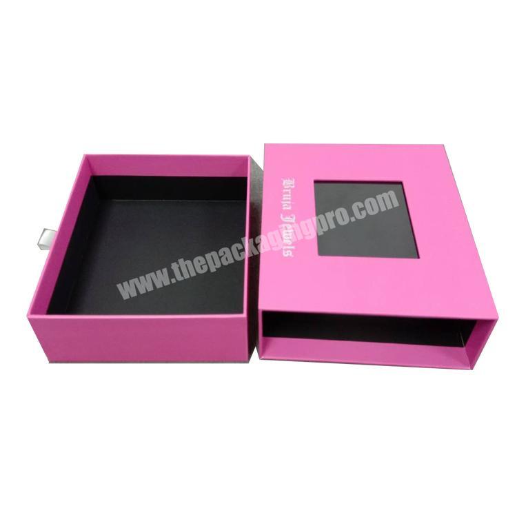 stamping logo matt pink Sliding Drawer BoxDrawer Gift BoxPaper Drawer With ribbon