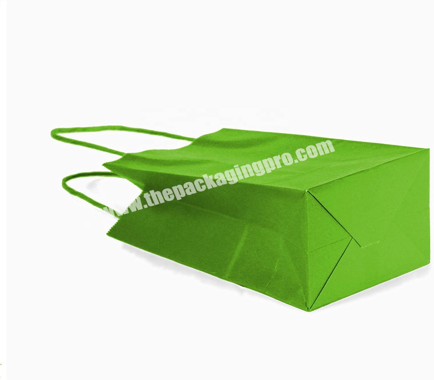 Star Packaging Custom Printed Your Own Logo  green  Brown Kraft Gift Craft Shopping Paper Bag With Ribbon Handles