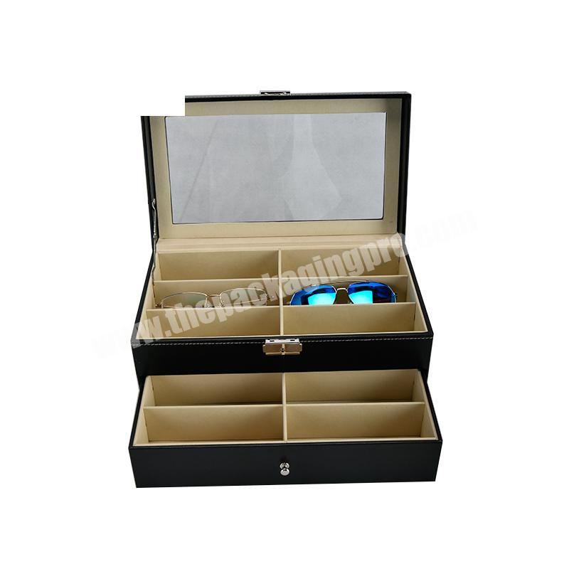 Sun glass leather gift box storage organizer carbon fiber box