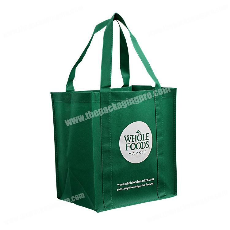Supermarket custom green print recycle non woven bag for vegetables