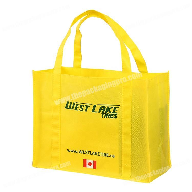 Supermarket yellow shopping promotion reusable non woven carry bag