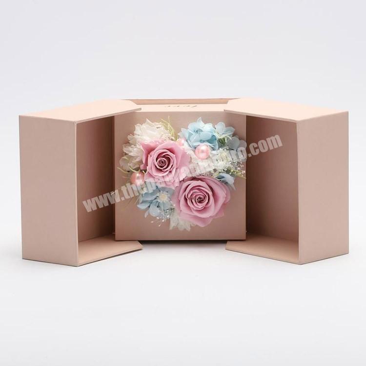 swing open special rose gold creative flower box, empty gift box decoration flower