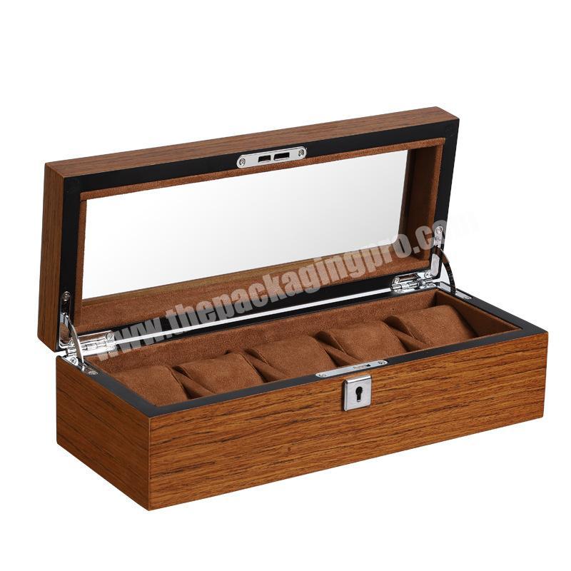 The new watch box 5 slots wooden matte wood with lock watch box display box 18 multi - meter spot
