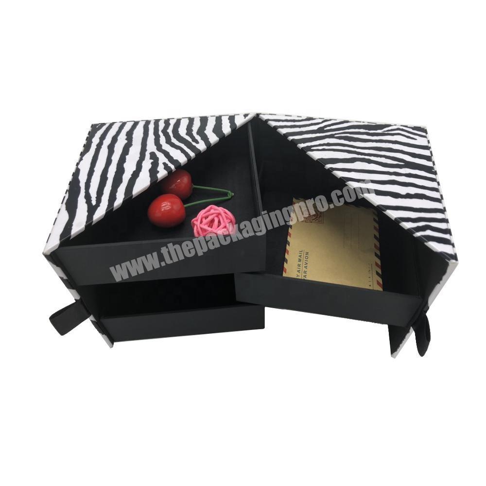 three layers spinning zebra gift boxes black and white striped gift quality factory box