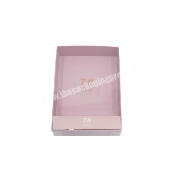 Tonton Printing Custom Rose Gold Foil Logo Clear Window Lid Pink Paper Folding Box Packaging