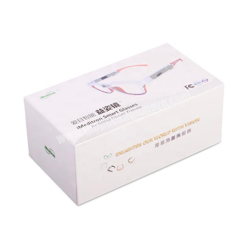 top bottom style matte white glasses grey cardboard packaging gift paper box with EVA foam insert