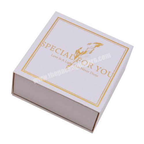 Top design jewelry gift drawer box gold hot stamp luxury necklace ring pendant earring set box Custom Logo white color