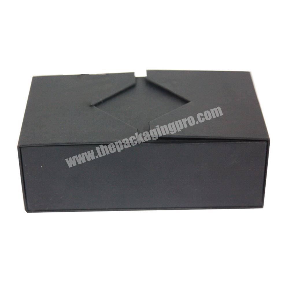 Top  Quality Custom Black Hard Rigid Cardboard Two flaps Gift Packaging Paper Magnetic Box OEM