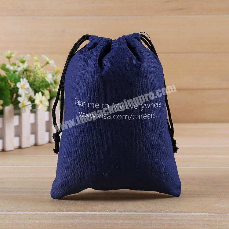Top quality Eco friendly custom logo cotton drawstring bag for jewelry
