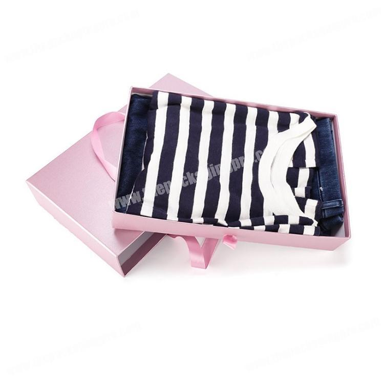Top quality factory custom foldable clothing folding gift box with ribbon