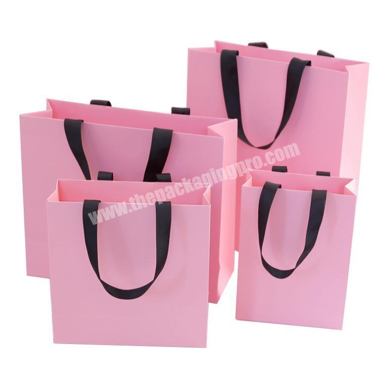 Top quality luxury custom design your own logo paper shopping gift bag with ribbon handle and bow tie