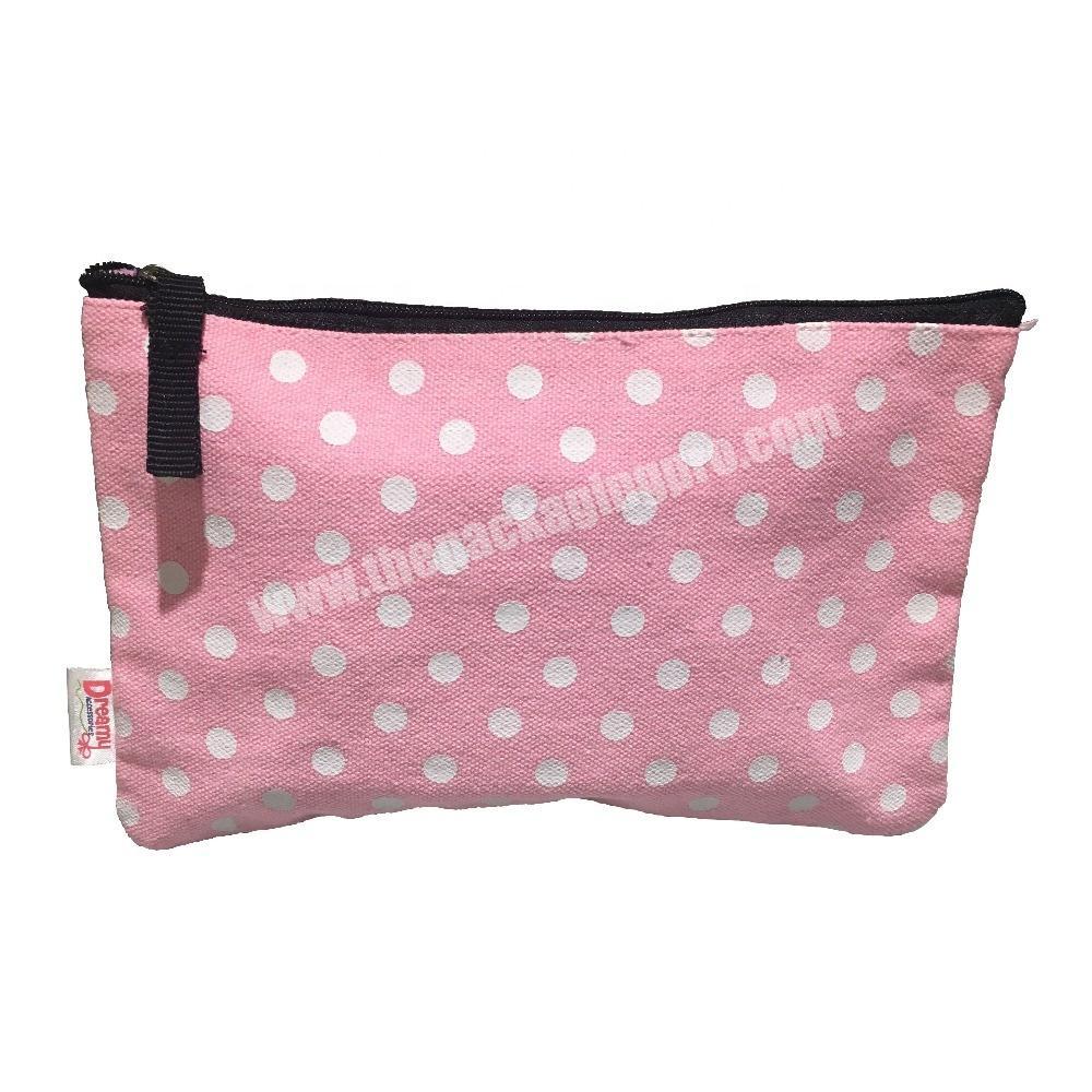 Top Quality pink Cosmetic Packaging Cotton Canvas Bag with Logo Printing