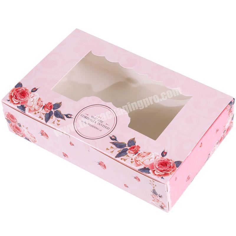 Top Sale Cheap Price Folding Customized Full Logo Printed Design Dessert Donut Packing Box With PVC Window