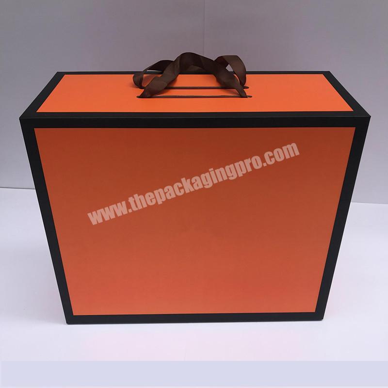Top Sale Customized Big Size Orange Color Gift Flat Folding Cardboard Suitcase Boxes With Logo Printed