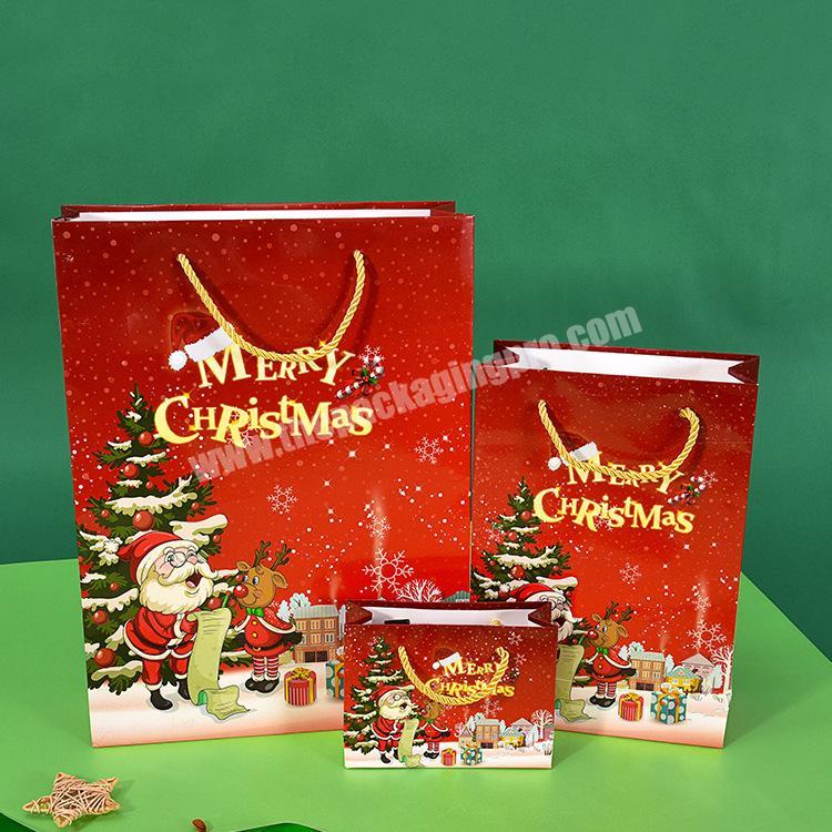 Top Sale Customized Logo Unique Folding Luxury Christmas Gift Packing Bag with Handle and String Rope