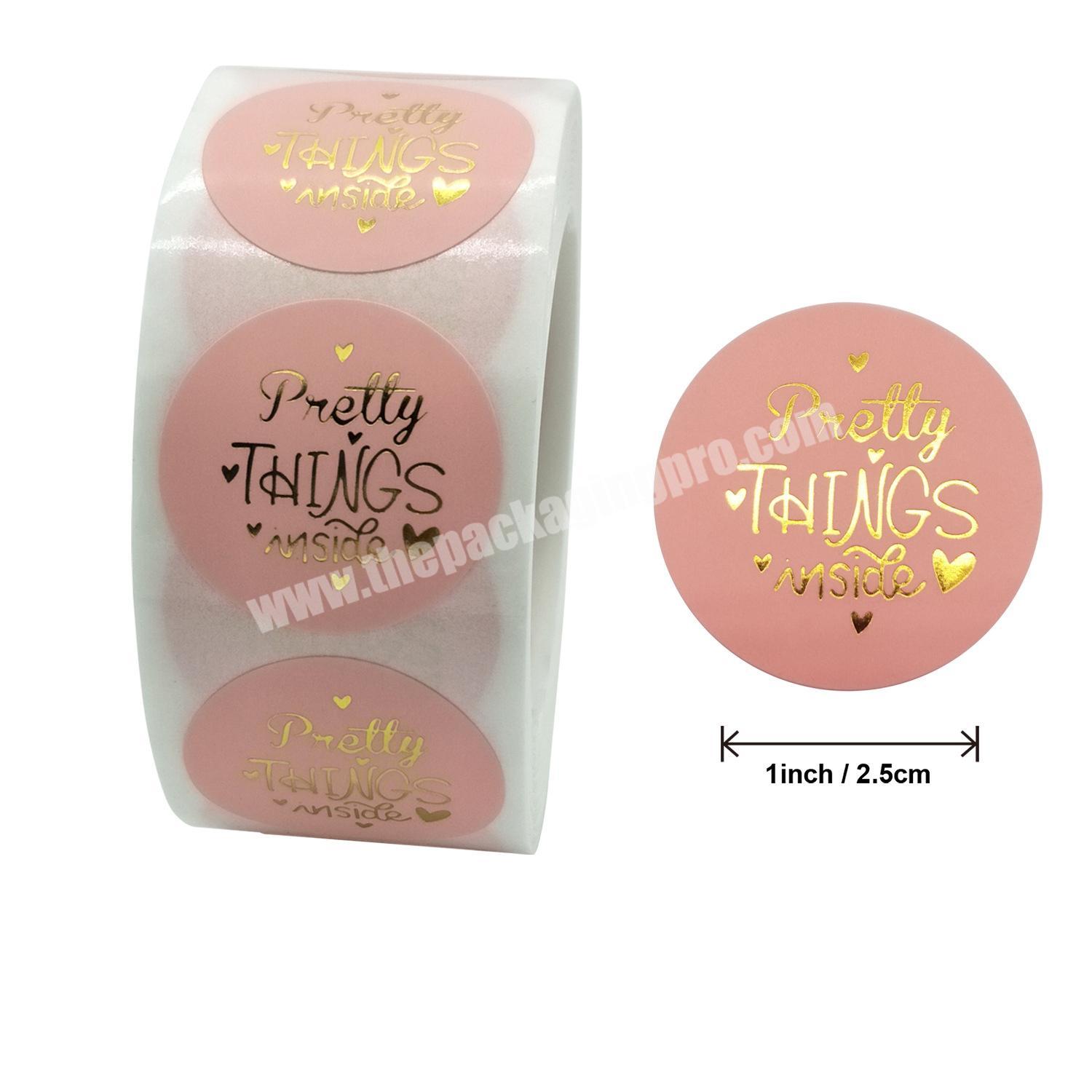Top Sale Customized Silk Printing Uv Coating Gift Boxes Decorate Label Pink Adhesive Sticker Labels